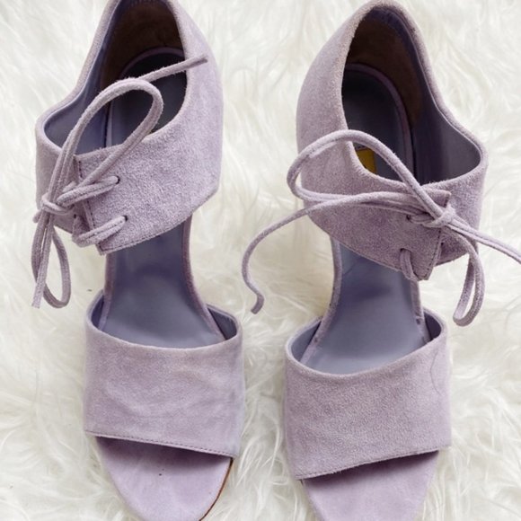 Dee Keller Lavender Suede Tie Heels 37.5 - Picture 7 of 12